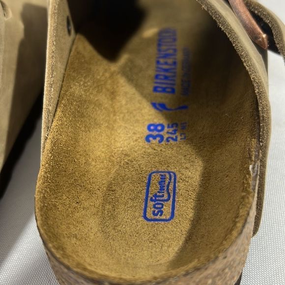 BIRKENSTOCK BOSTON OILED LEATHER IN TOBACCO BROWN MULES NWT - Picture 8 of 12